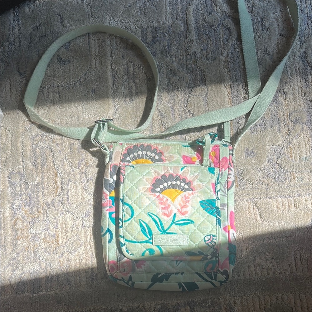 Vera Bradley Green and Pink Floral Crossbody Bag